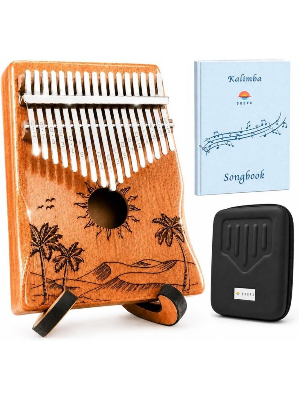 17-Key Thumb Piano Kalimba with Songbook, Case & Stand | Musical Instrument